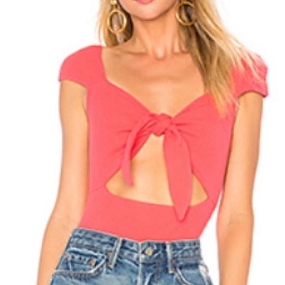 NWOT Revolve Front Tie Cut Out Pink Bodysuit - Picture 1 of 1